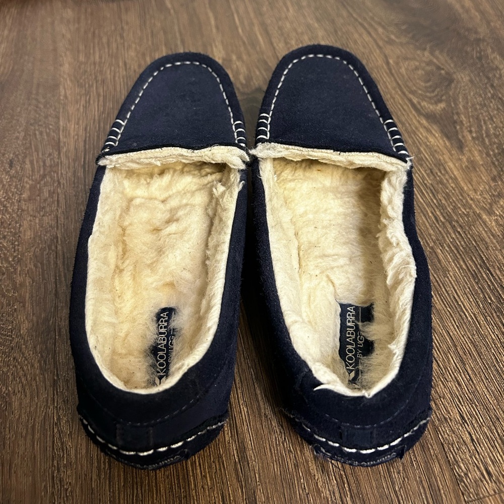 Koolaburra By Ugg Lezly Slippers Womens 7 Blue Suede Shearling Lined Shoes - Picture 3 of 8